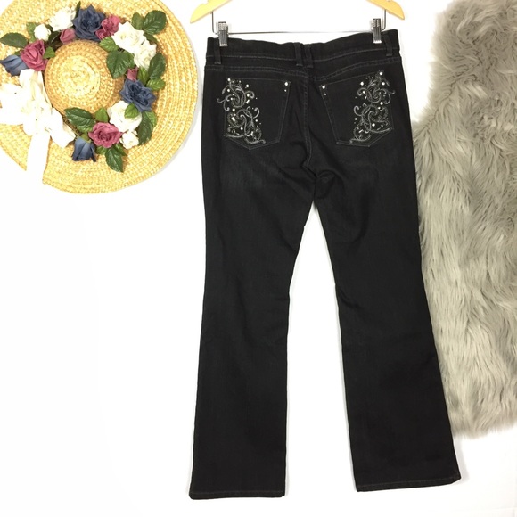 White House Black Market Denim - WHBM embellished dark wash bootcut jeans